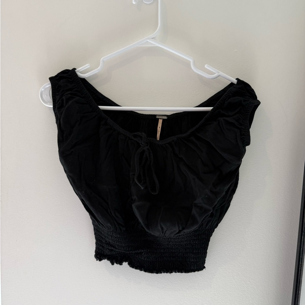 Harlow Elegant Black Smocked Crop Top